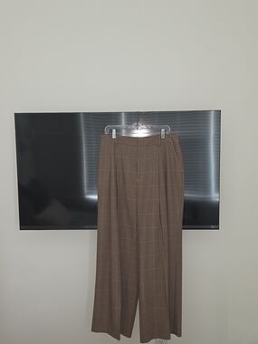 Anthropologie Houndstooth Brown And Pink Pants
